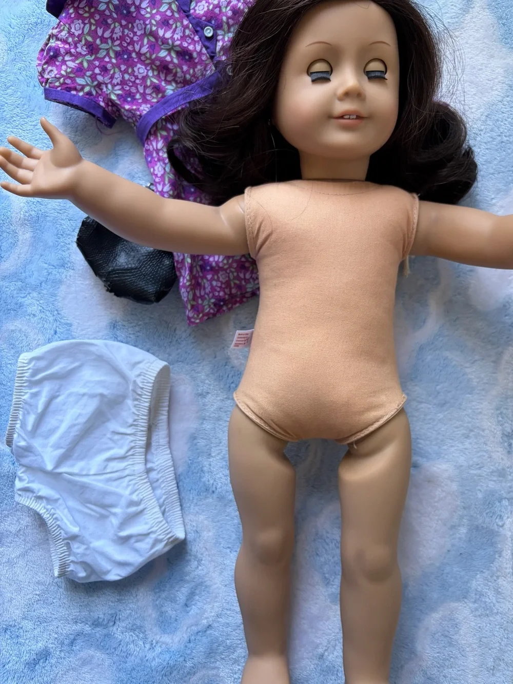 American Girl doll Ruthie with partial meet and accessories arms stained